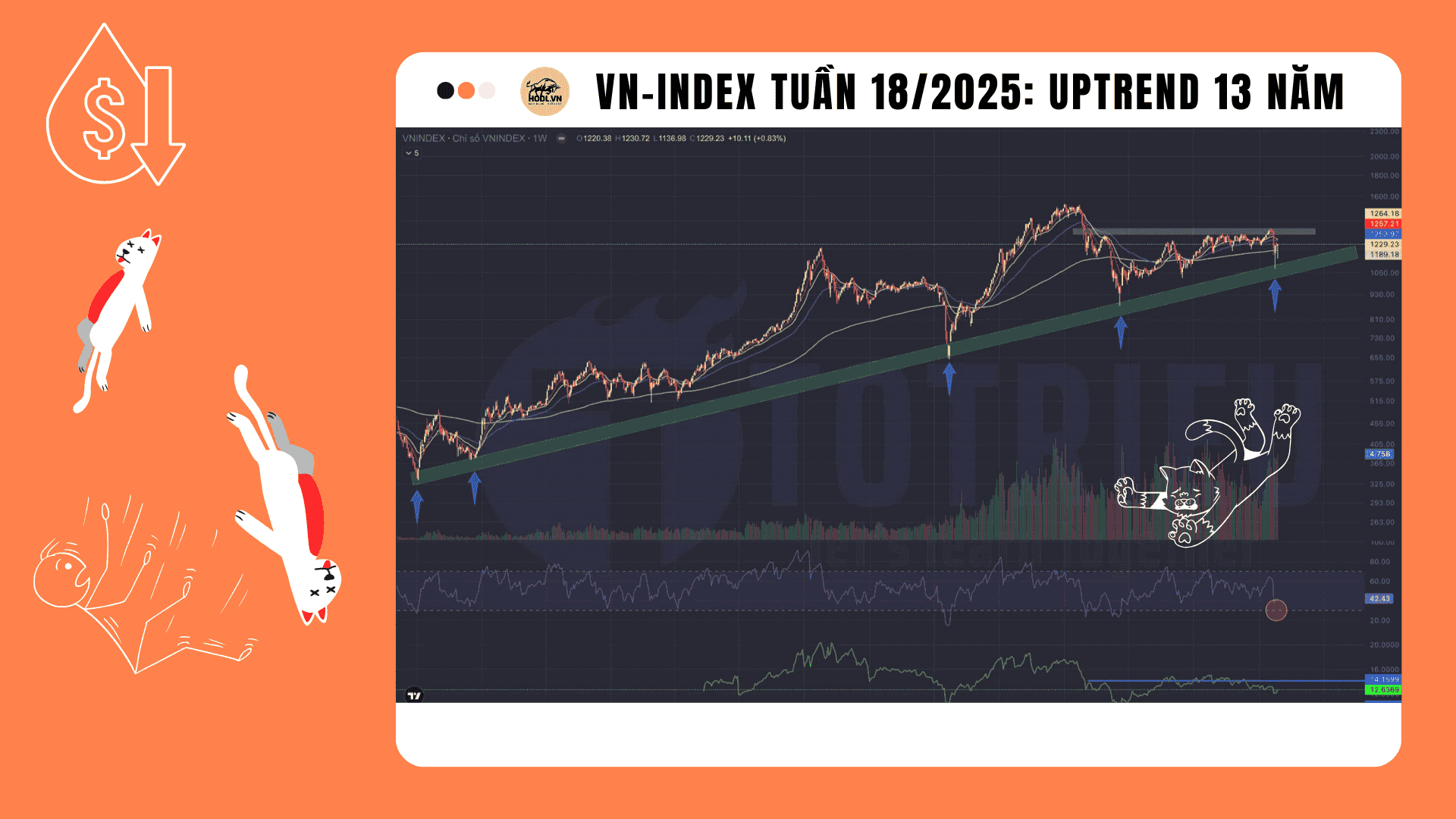 VN-INDEX tuần 18/2025: Đường xu hướng tăng 13 năm là bệ đỡ!?